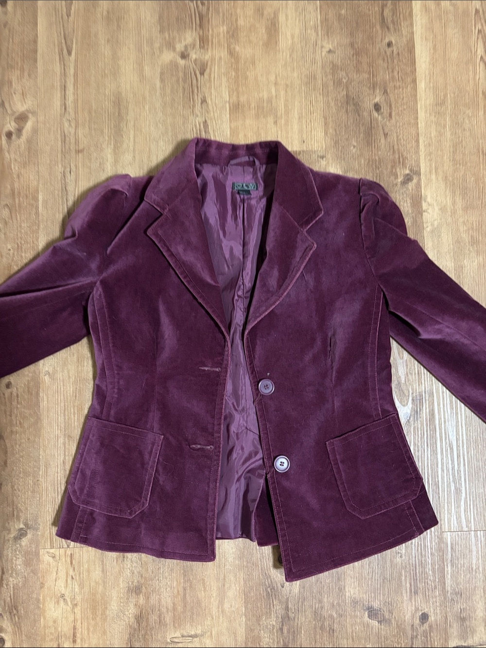 Velvet Blazer Jacket in Deep Plum